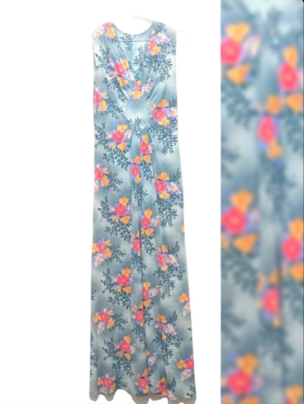 Vintage Floral Maxi Dress | Wedding | V Neck | Shabby Chic | Colorful | 90s - Picture 1 of 9